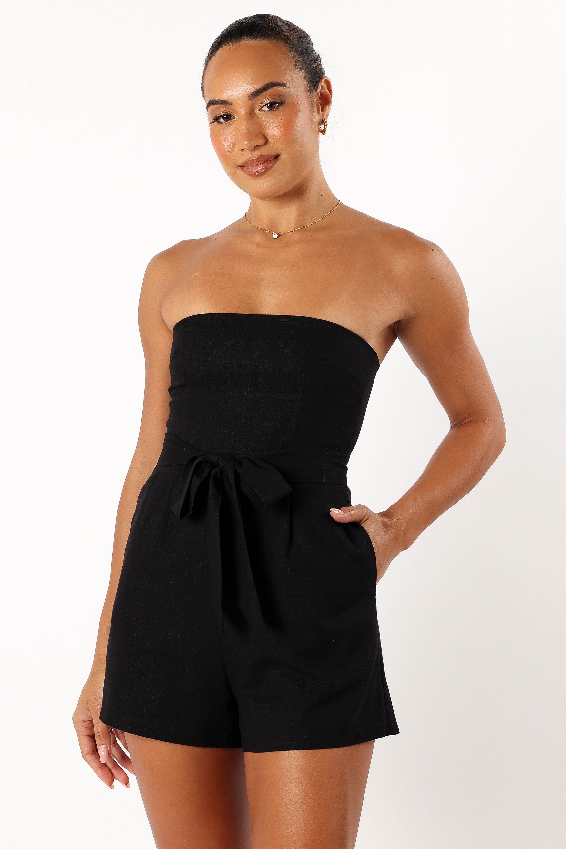 PLAYSUITS @Christie Strapless Playsuit - Black