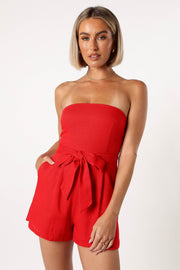 PLAYSUITS @Christie Strapless Playsuit - Red