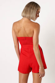 PLAYSUITS @Christie Strapless Playsuit - Red