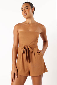 PLAYSUITS @Christie Strapless Playsuit - Tan