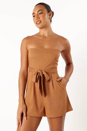 PLAYSUITS @Christie Strapless Playsuit - Tan