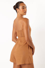 PLAYSUITS @Christie Strapless Playsuit - Tan