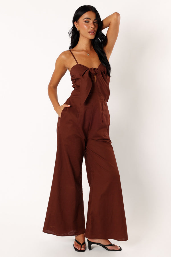 PLAYSUITS @Christina Linen Jumpsuit - Brown