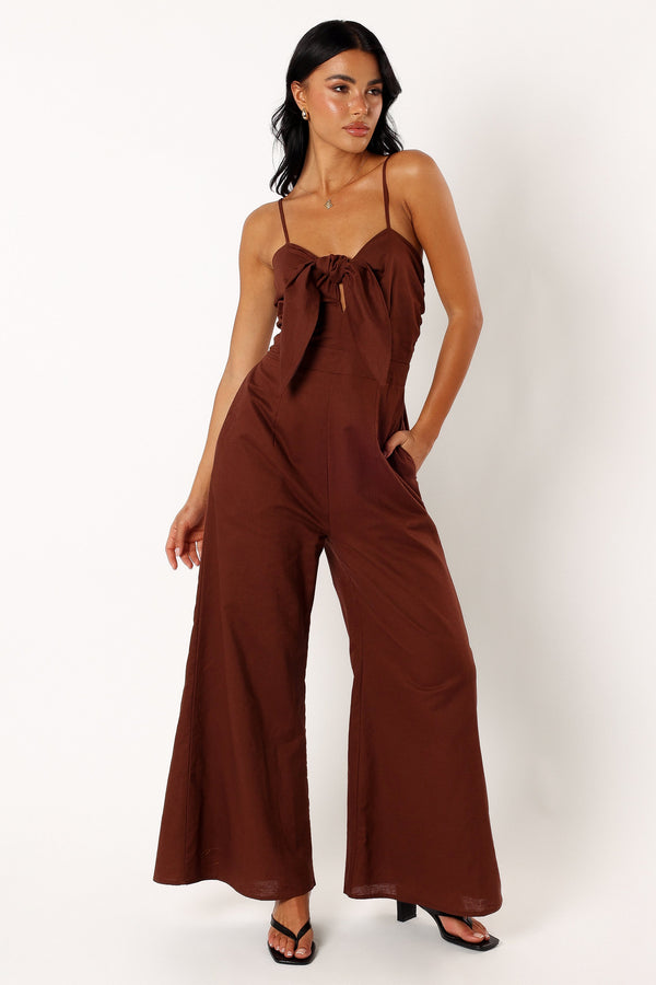 PLAYSUITS @Christina Linen Jumpsuit - Brown