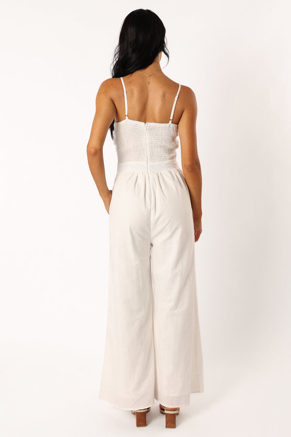 PLAYSUITS @Christina Linen Jumpsuit - White