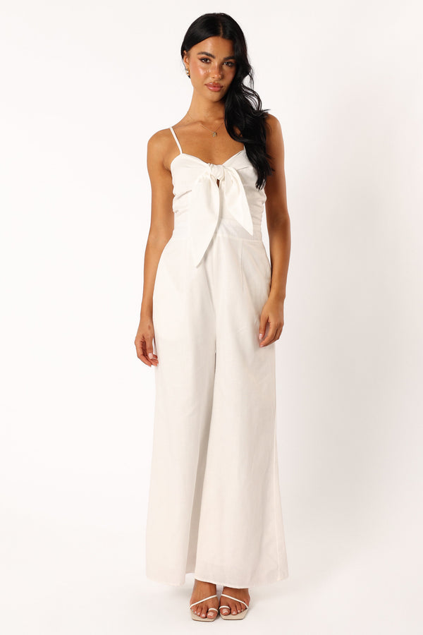 PLAYSUITS @Christina Linen Jumpsuit - White