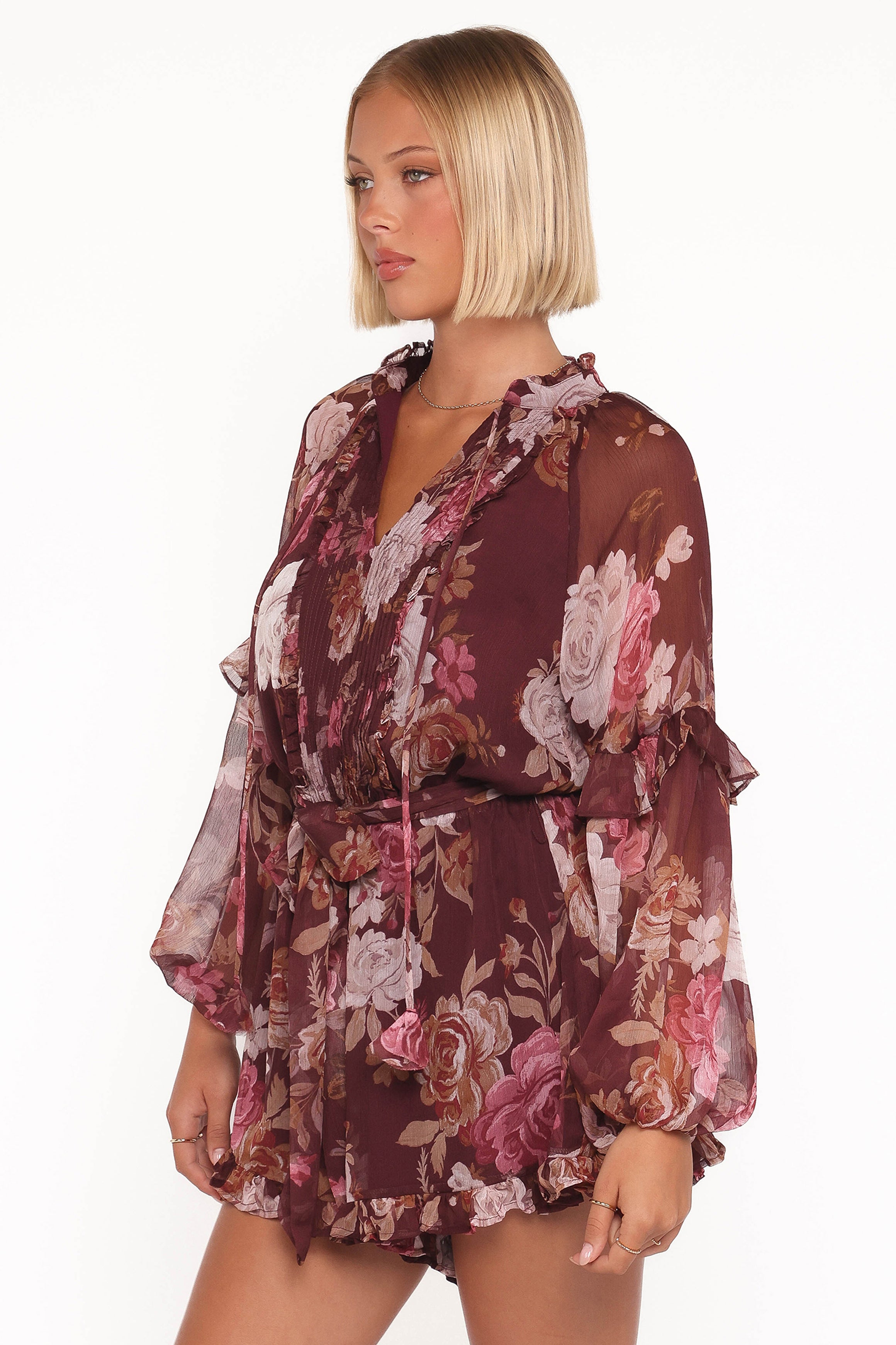 PLAYSUITS Delaney Long Sleeve Romper - Brandy Bloom