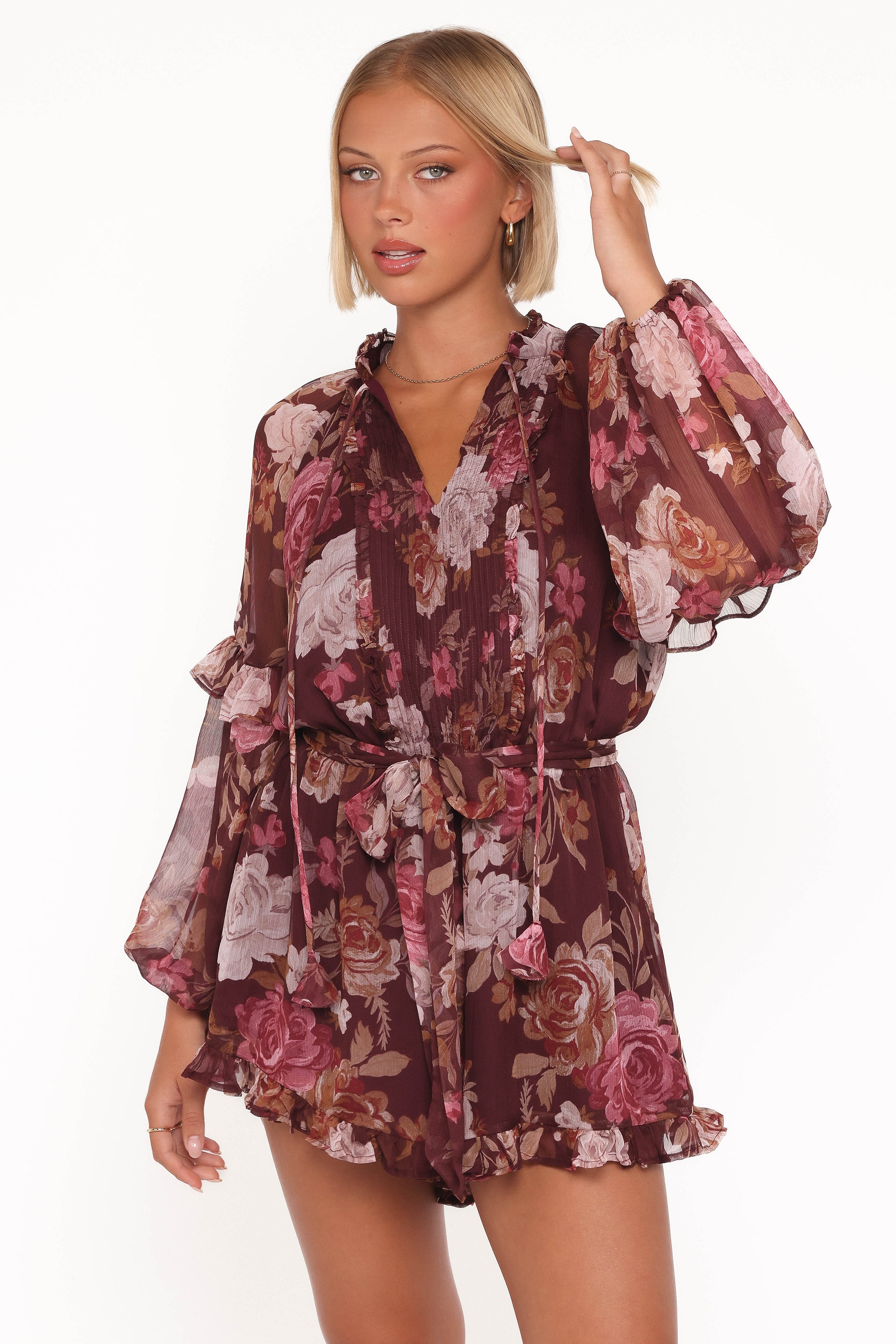 PLAYSUITS Delaney Long Sleeve Romper - Brandy Bloom