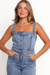 PLAYSUITS Edan Denim Jumpsuit - Denim