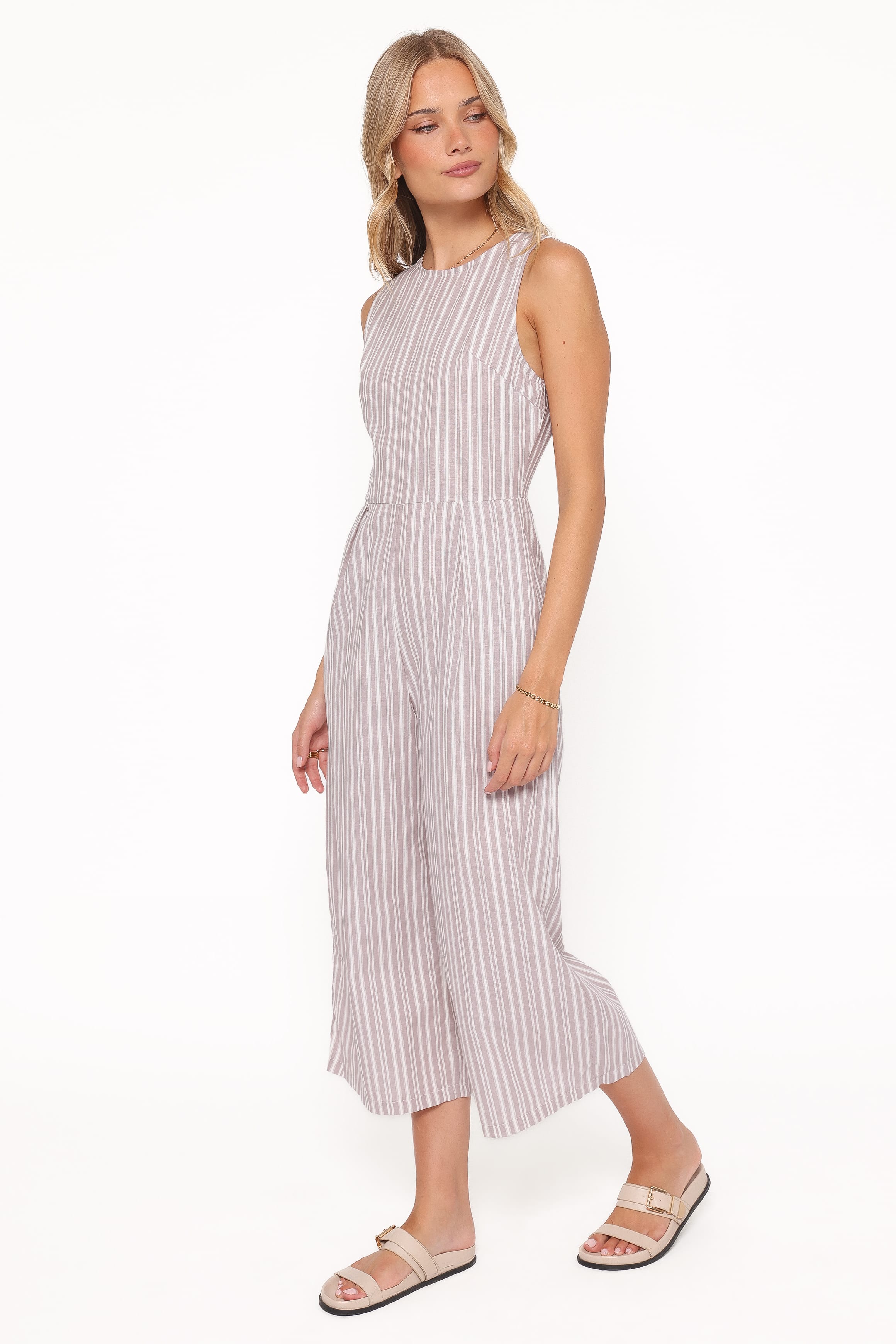 PLAYSUITS Ester Jumpsuit - Beige/White Stripe