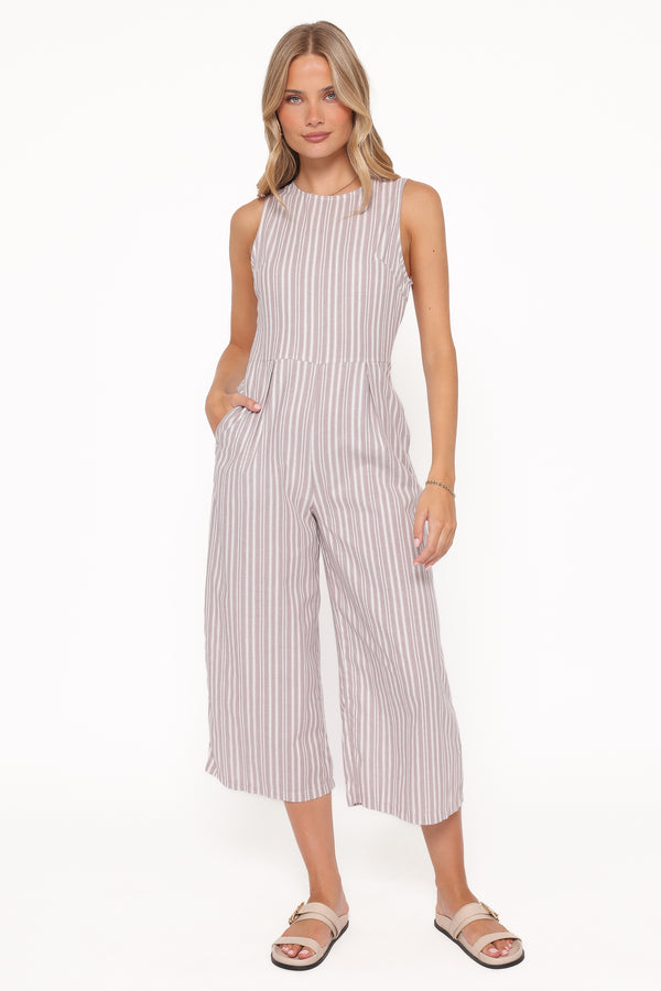 PLAYSUITS Ester Jumpsuit - Beige/White Stripe