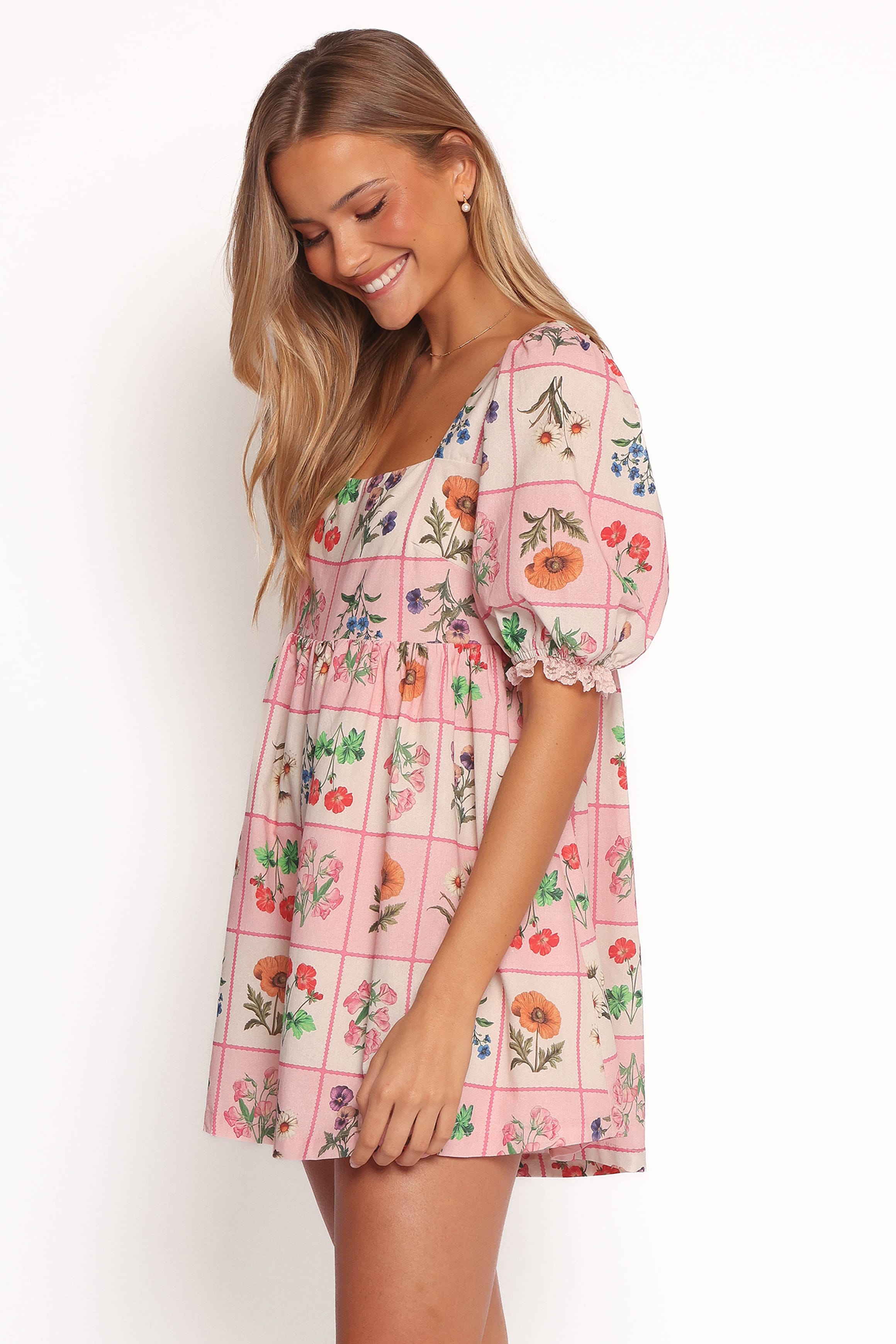 PLAYSUITS Floretta Puff Sleeve Playsuit - Flora Tile