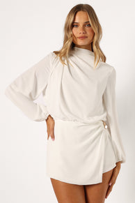 PLAYSUITS @Galen Long Sleeve Romper - White