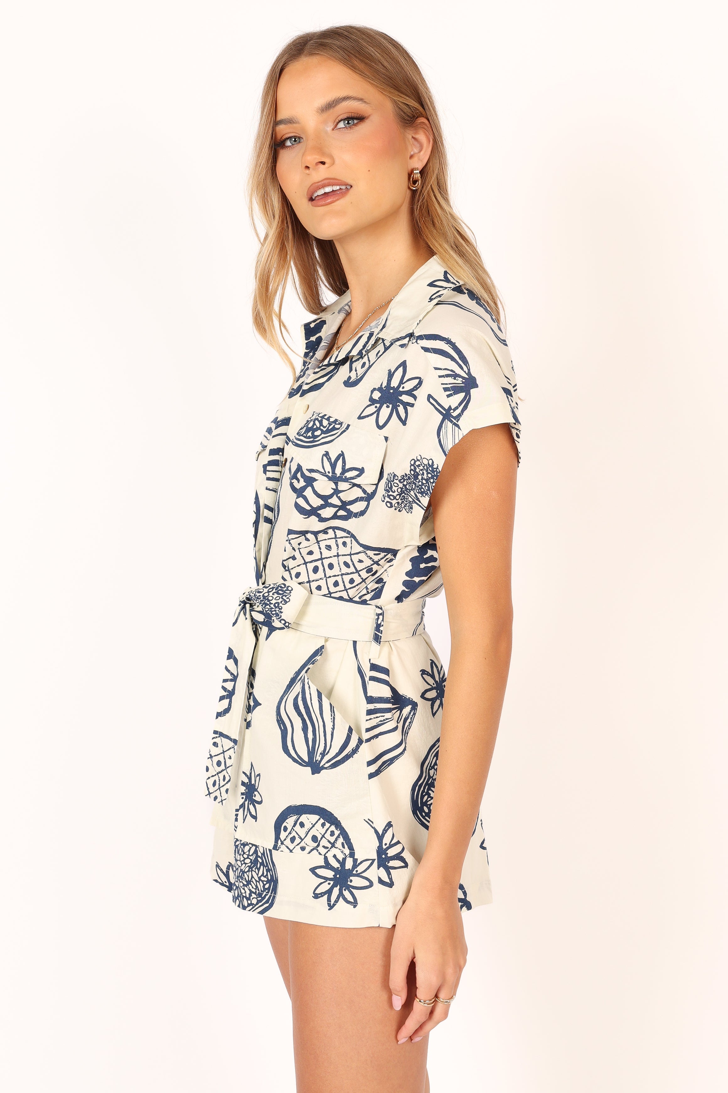 PLAYSUITS @Georgina Tie Waist Playsuit - Navy