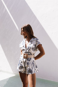 PLAYSUITS Georgina Tie Waist Playsuit - Navy