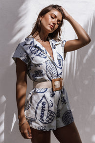 PLAYSUITS Georgina Tie Waist Playsuit - Navy