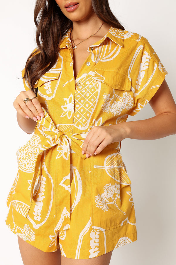 PLAYSUITS @Georgina Tie Waist Playsuit - Yellow