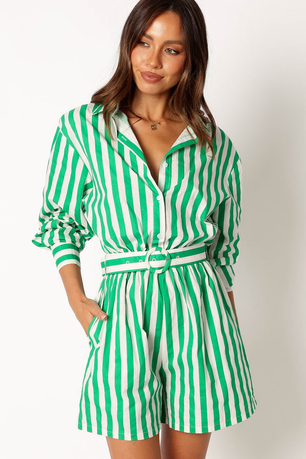 PLAYSUITS @Gloria Playsuit - Green Stripe