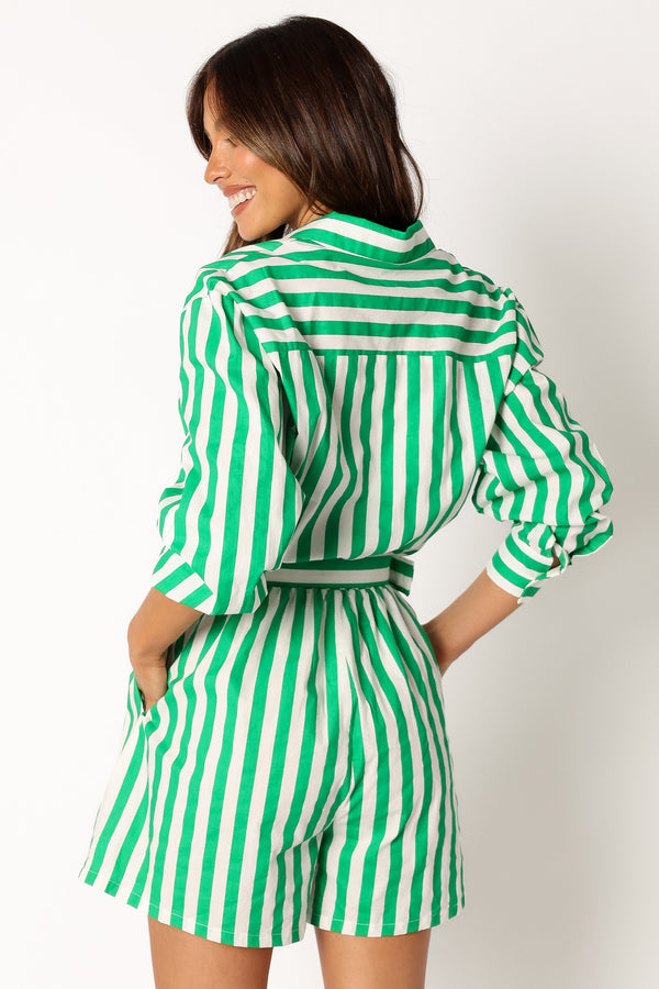 PLAYSUITS @Gloria Playsuit - Green Stripe