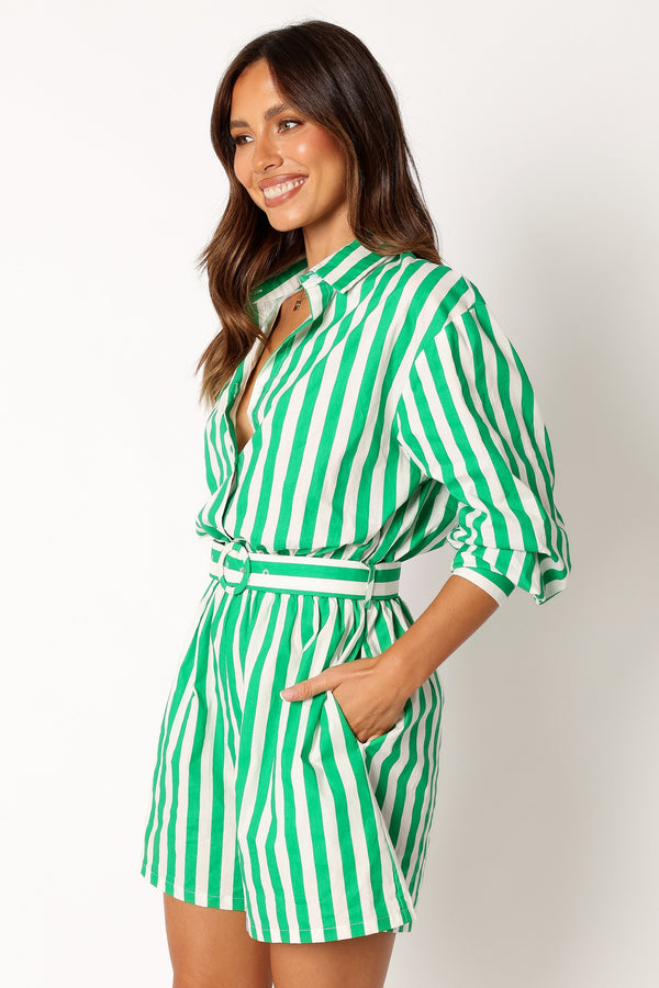 PLAYSUITS @Gloria Playsuit - Green Stripe