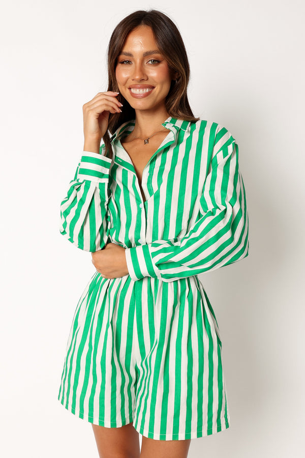 PLAYSUITS @Gloria Playsuit - Green Stripe