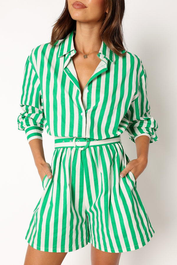 PLAYSUITS @Gloria Playsuit - Green Stripe