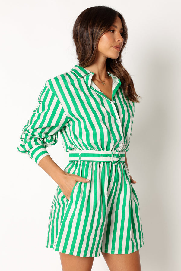 PLAYSUITS @Gloria Playsuit - Green Stripe