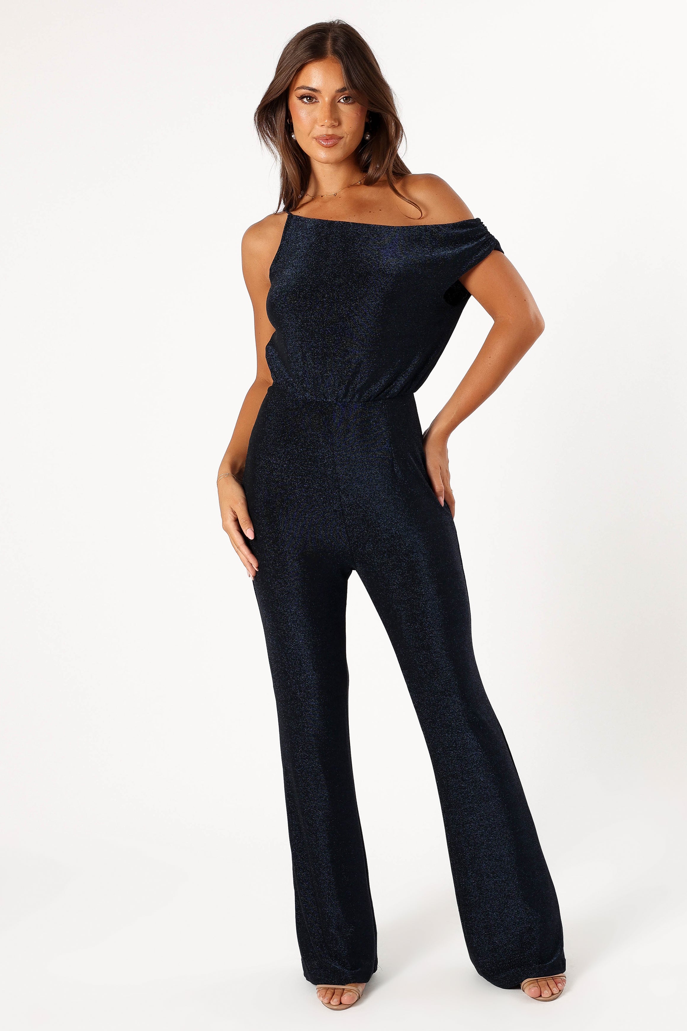 PLAYSUITS @Heather One Shoulder Jumpsuit - Navy