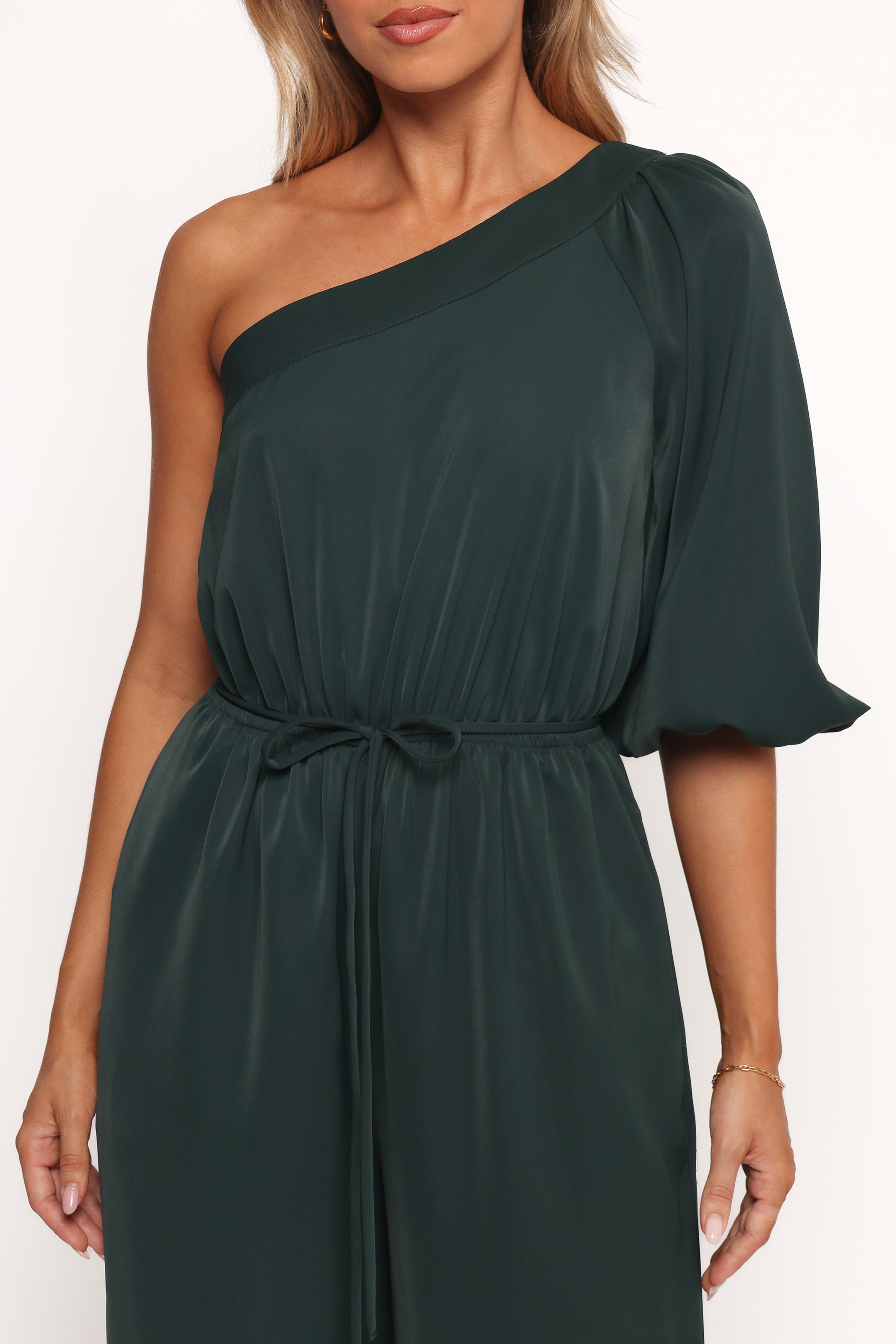 PLAYSUITS Hedda One Shoulder Jumpsuit - Emerald