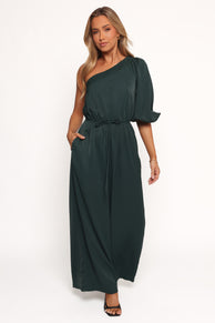 PLAYSUITS Hedda One Shoulder Jumpsuit - Emerald