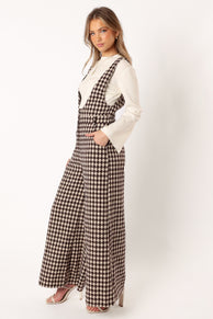 PLAYSUITS @Jackson Jumpsuit - Tan Houndstooth