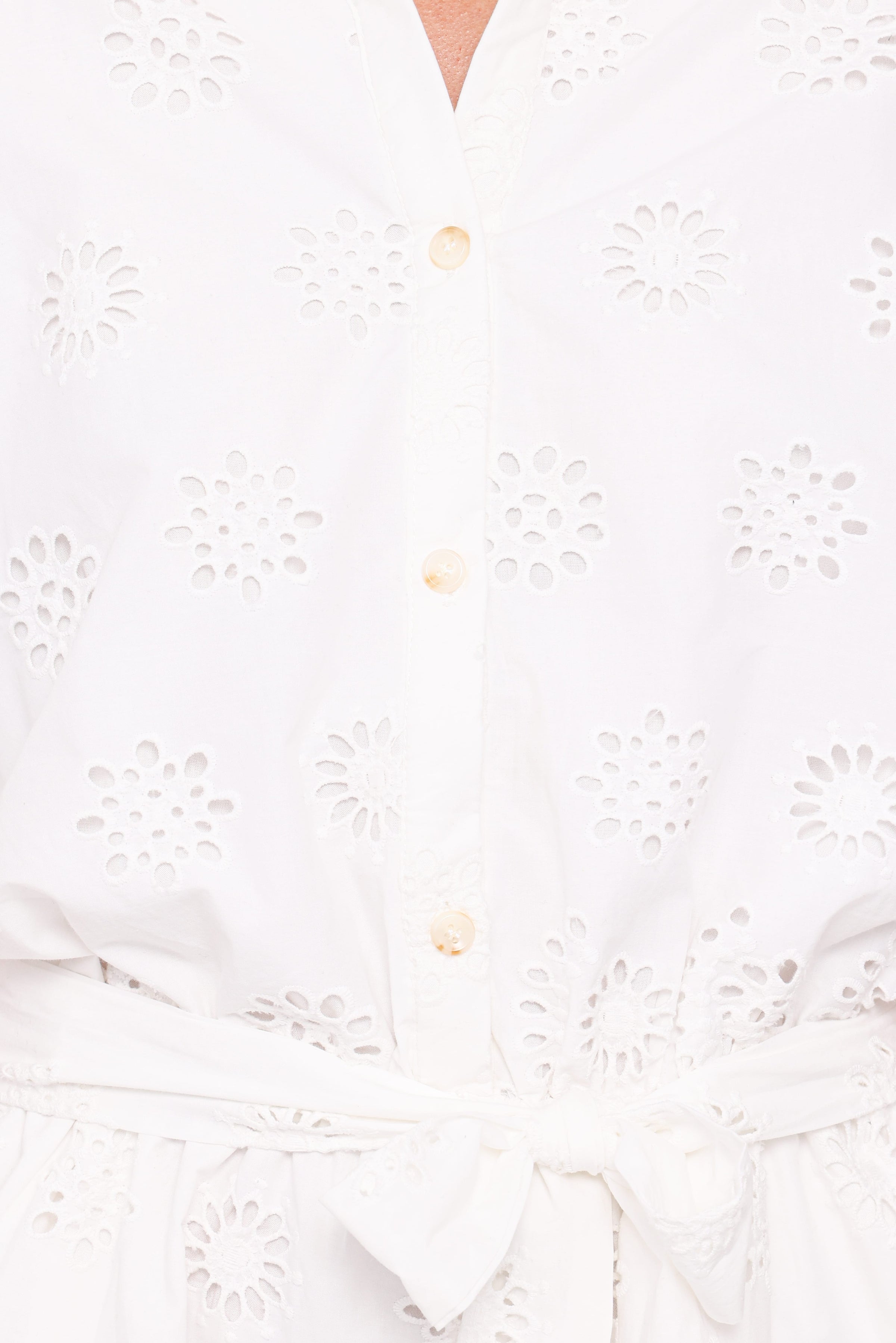PLAYSUITS @Jamie Tie Front Playsuit - White Broderie