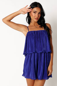 PLAYSUITS @Jemima Plisse Playsuit - Blue