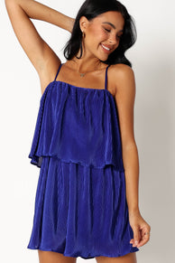 PLAYSUITS @Jemima Plisse Playsuit - Blue