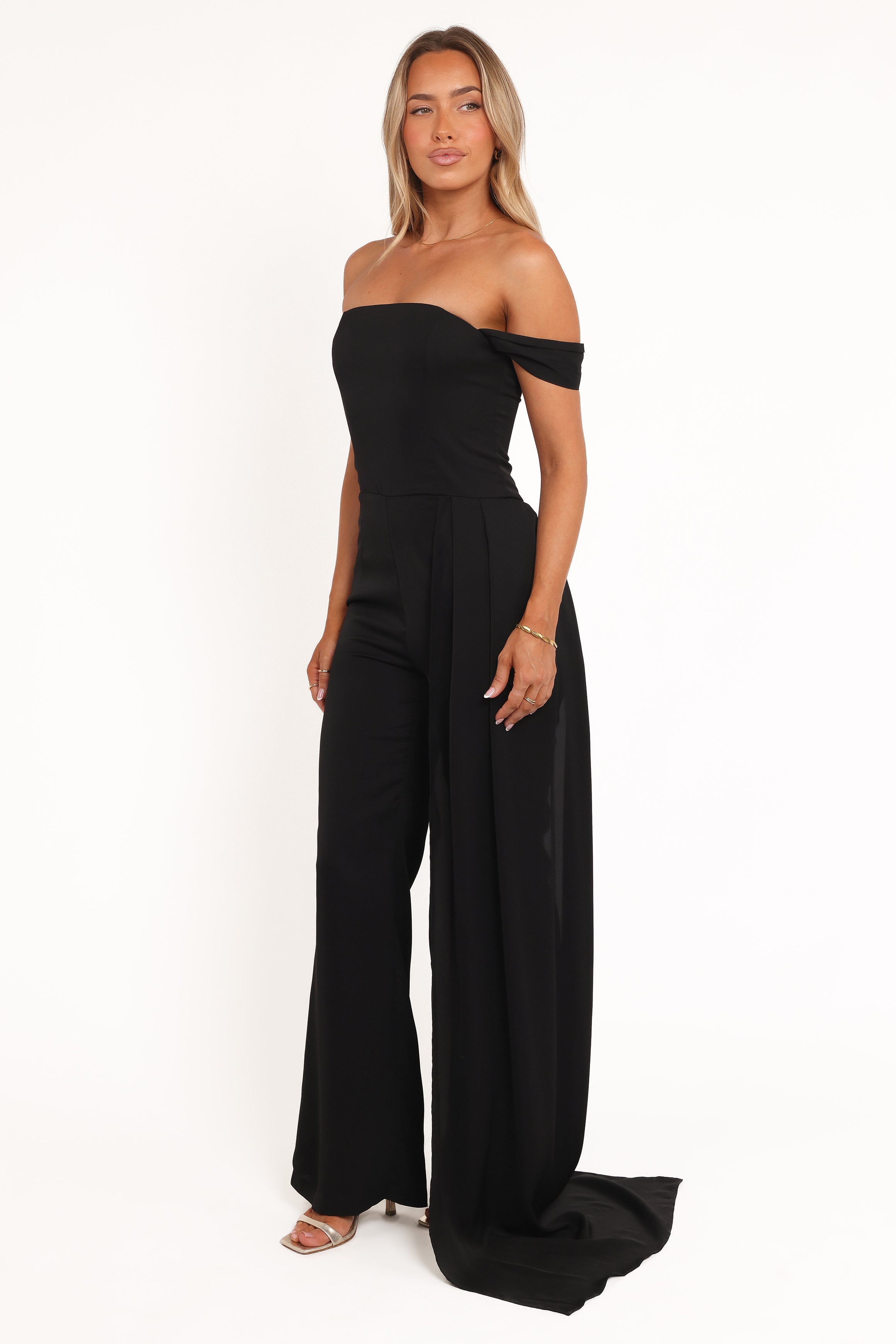 PLAYSUITS Jenny Off Shoulder Jumpsuit - Black