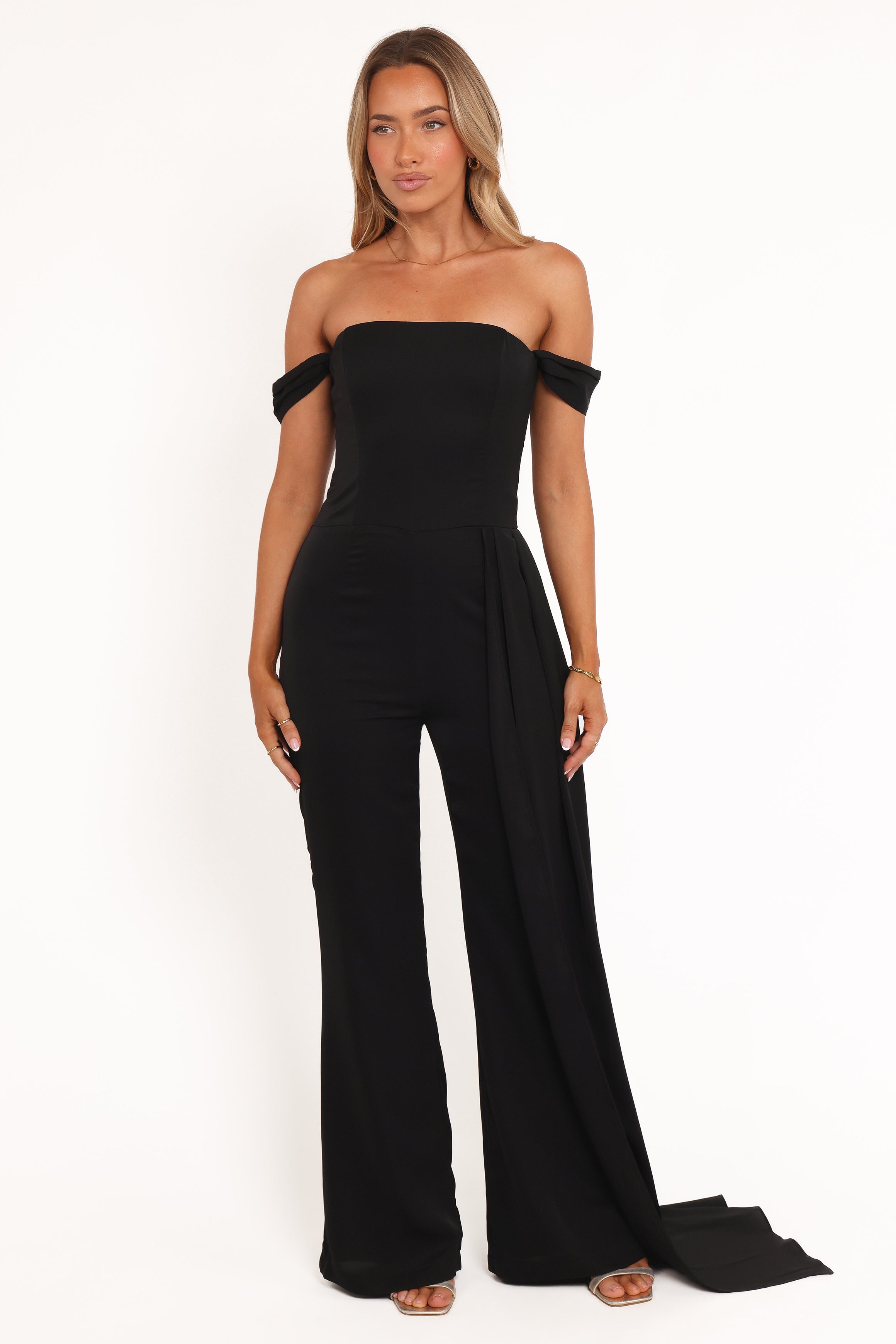 PLAYSUITS Jenny Off Shoulder Jumpsuit - Black