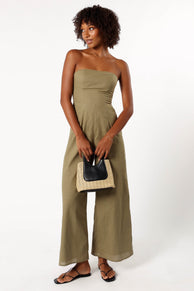 PLAYSUITS @Jodie Strapless Jumpsuit - Olive