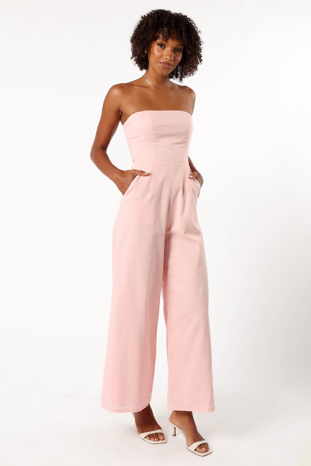 PLAYSUITS @Jodie Strapless Jumpsuit - Pale Pink (Hold for Transitional Essentials)