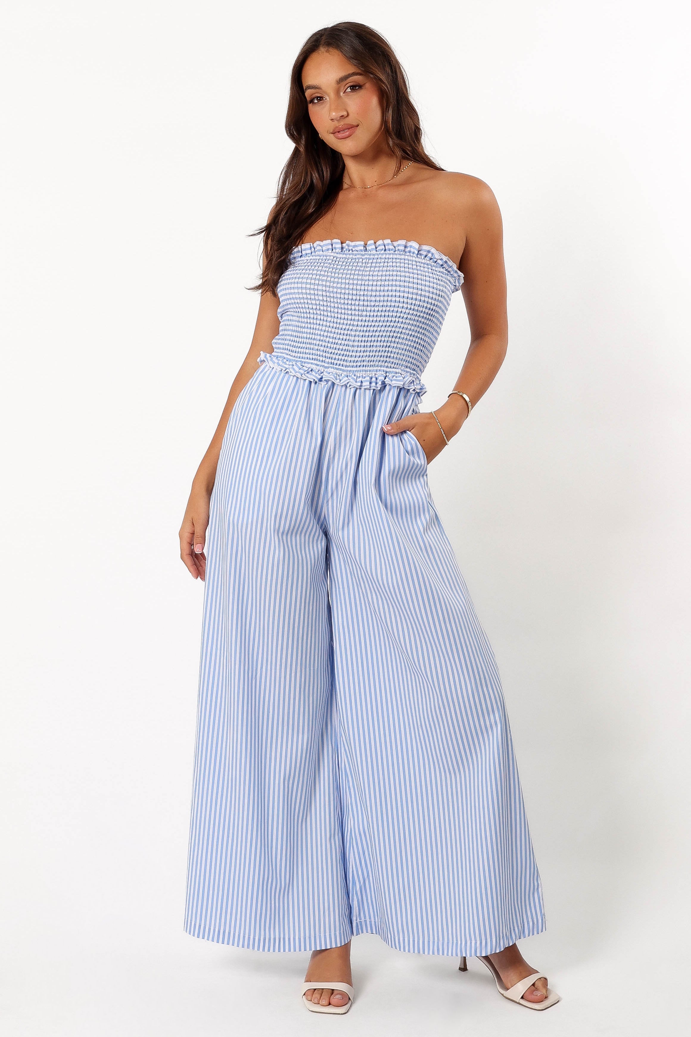 PLAYSUITS @Jones Jumpsuit - Blue Stripe (Hold for 4th July)