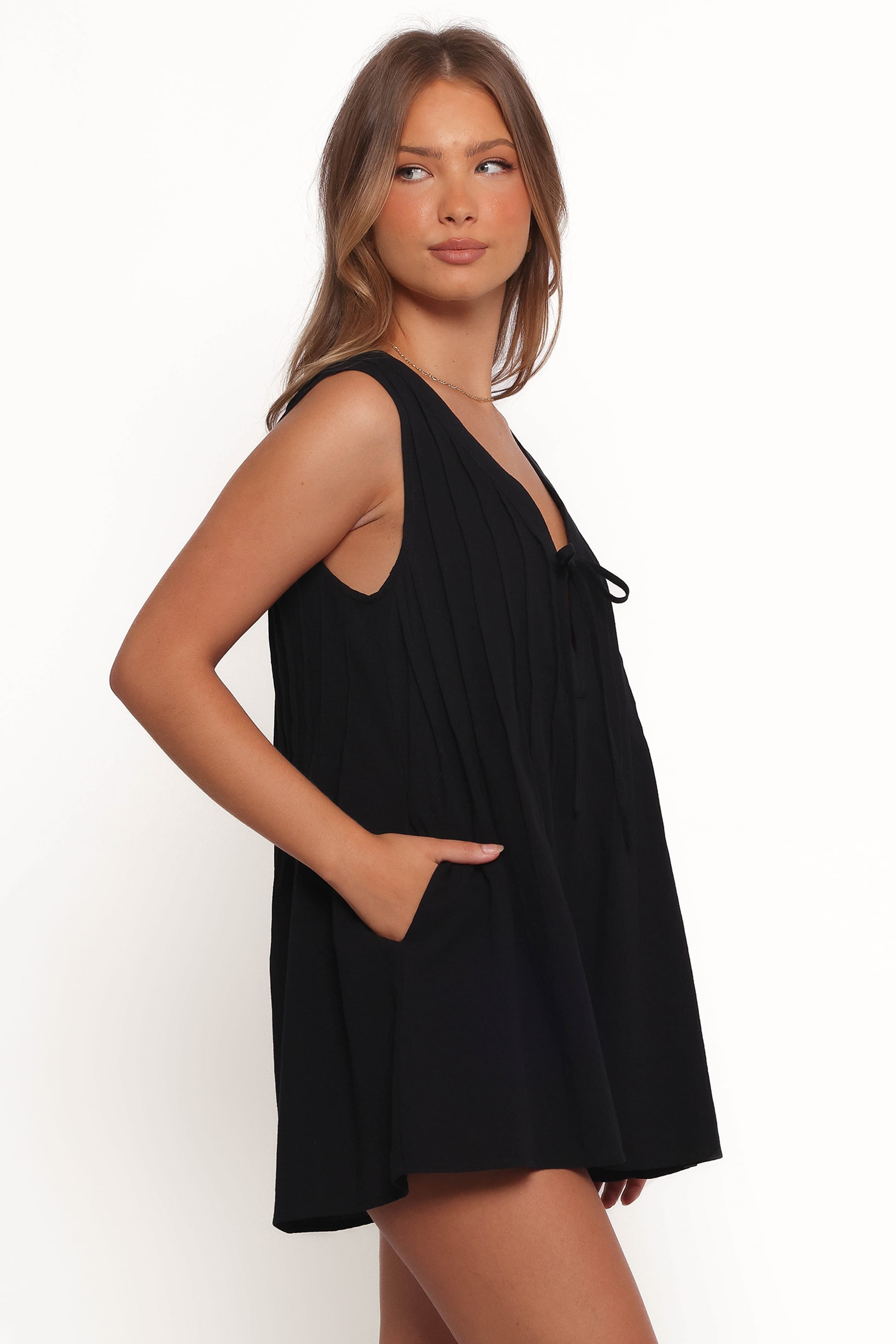 PLAYSUITS Kallie Tie Front Playsuit - Black