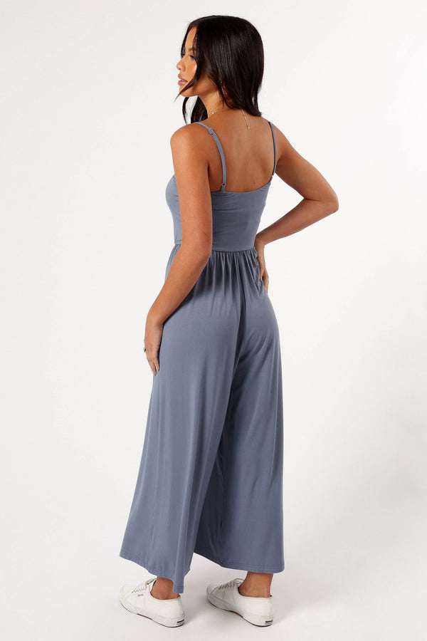 PLAYSUITS @Kameron Knit Jumpsuit - Dusty Blue