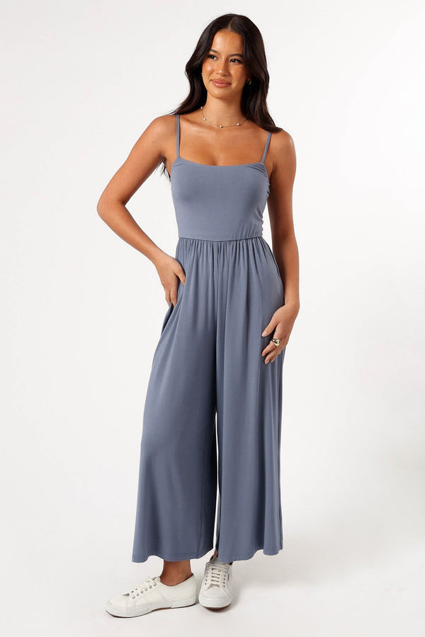 PLAYSUITS @Kameron Knit Jumpsuit - Dusty Blue