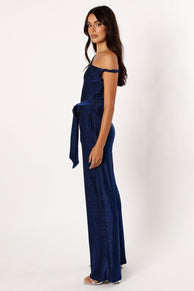 PLAYSUITS @Katarina Off Shoulder Jumpsuit - Midnight Blue