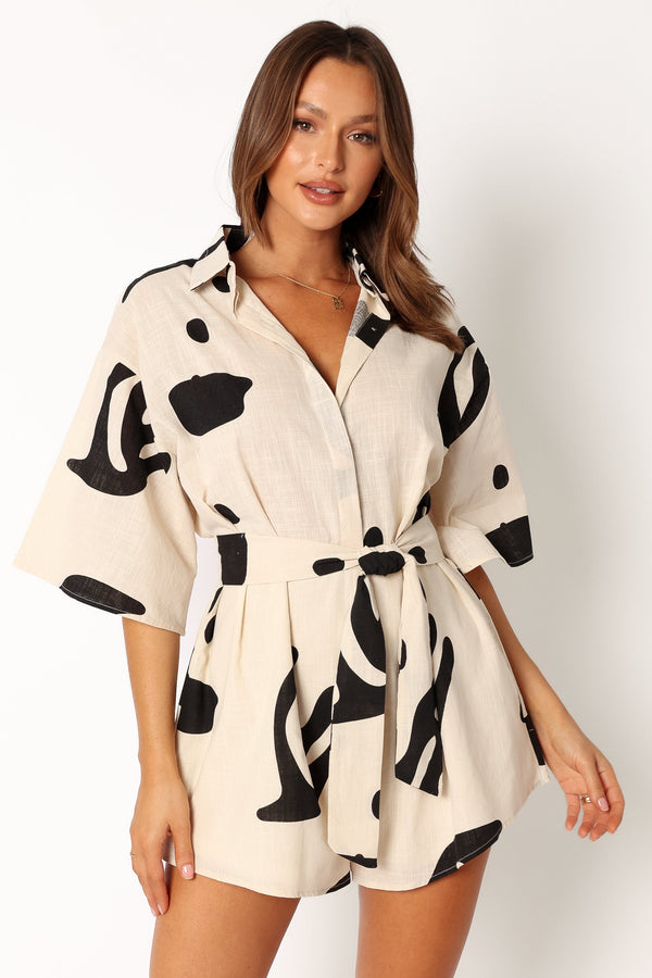 PLAYSUITS @Kellie Playsuit - Beige Black