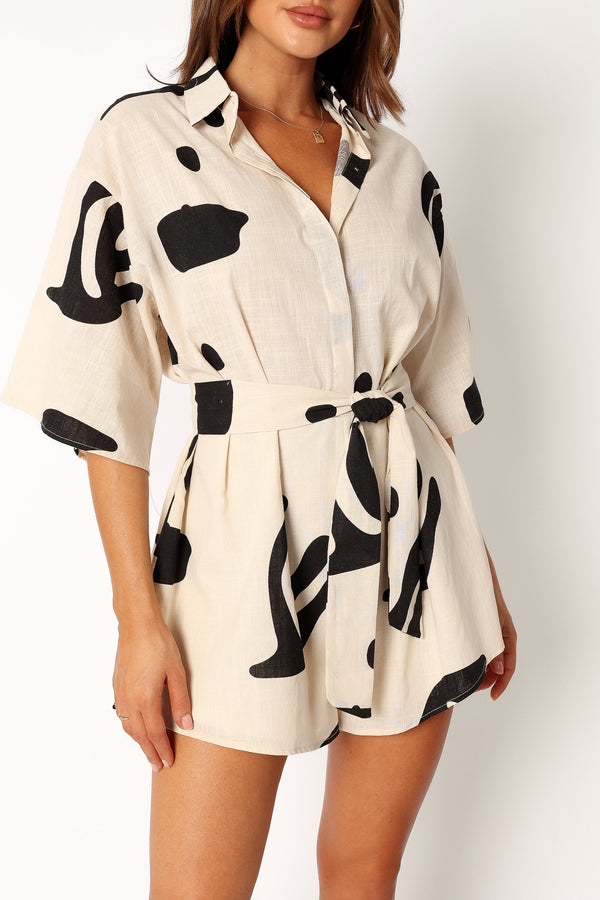 PLAYSUITS @Kellie Playsuit - Beige Black