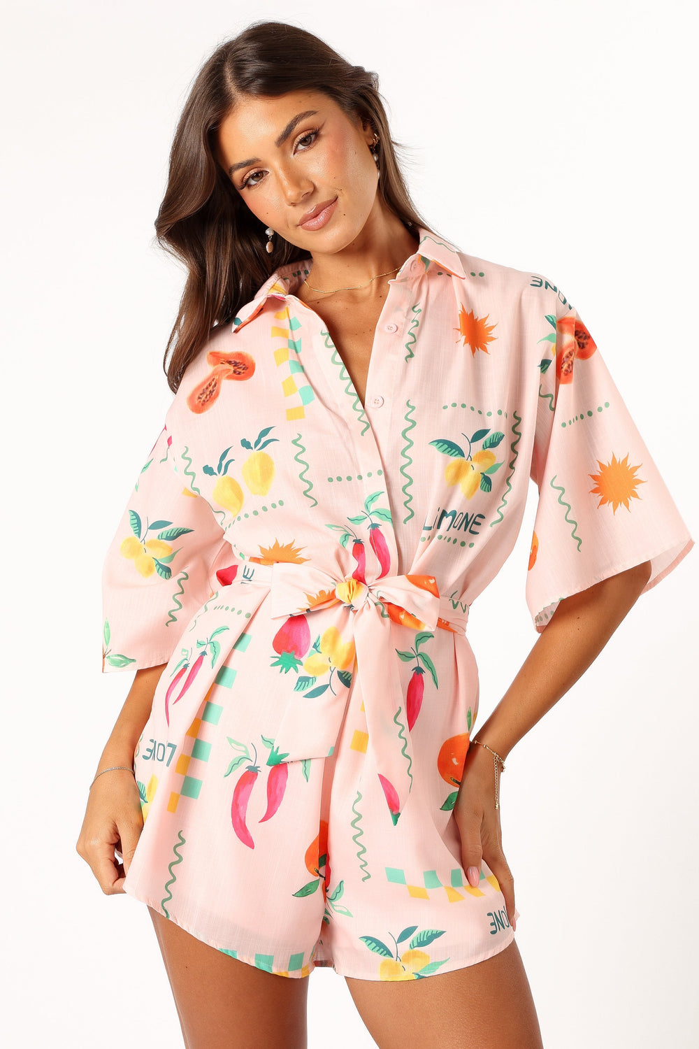 PLAYSUITS @Kellie Playsuit - Peach Limone Print