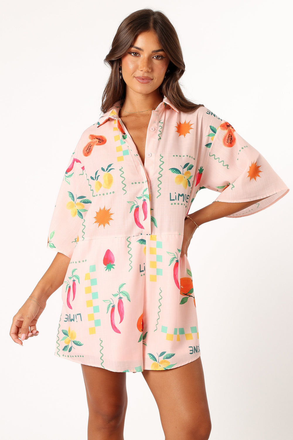 PLAYSUITS @Kellie Playsuit - Peach Limone Print