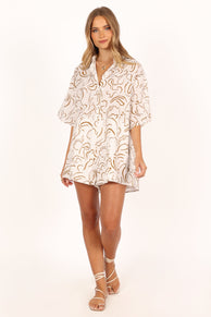 PLAYSUITS @Kellie Romper - White/Beige