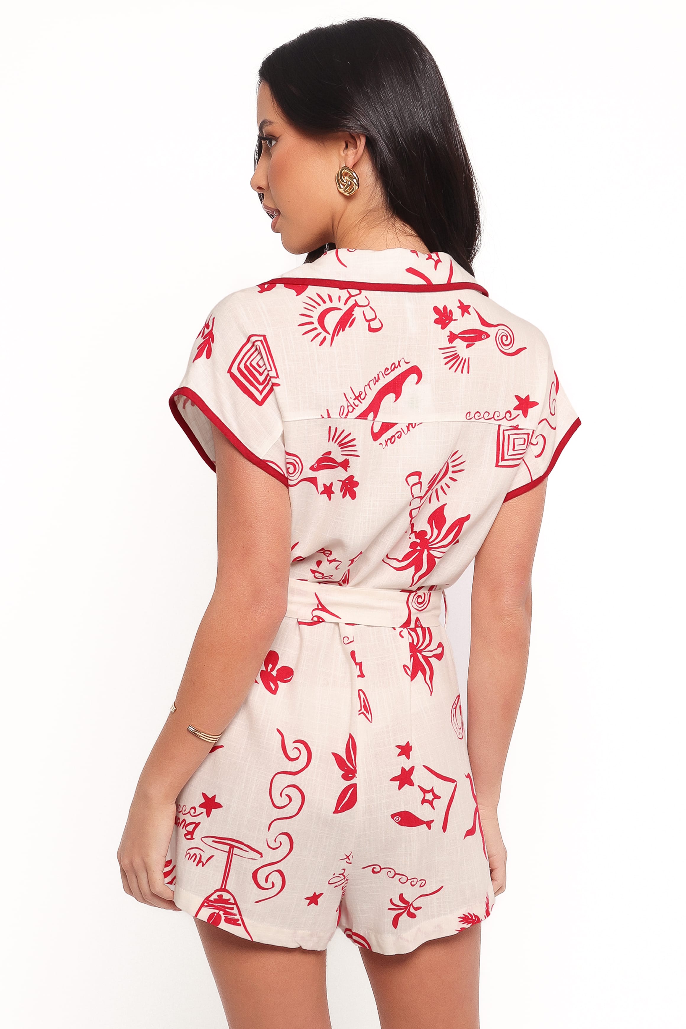 PLAYSUITS Kensie Tie Waist Playsuit - Red