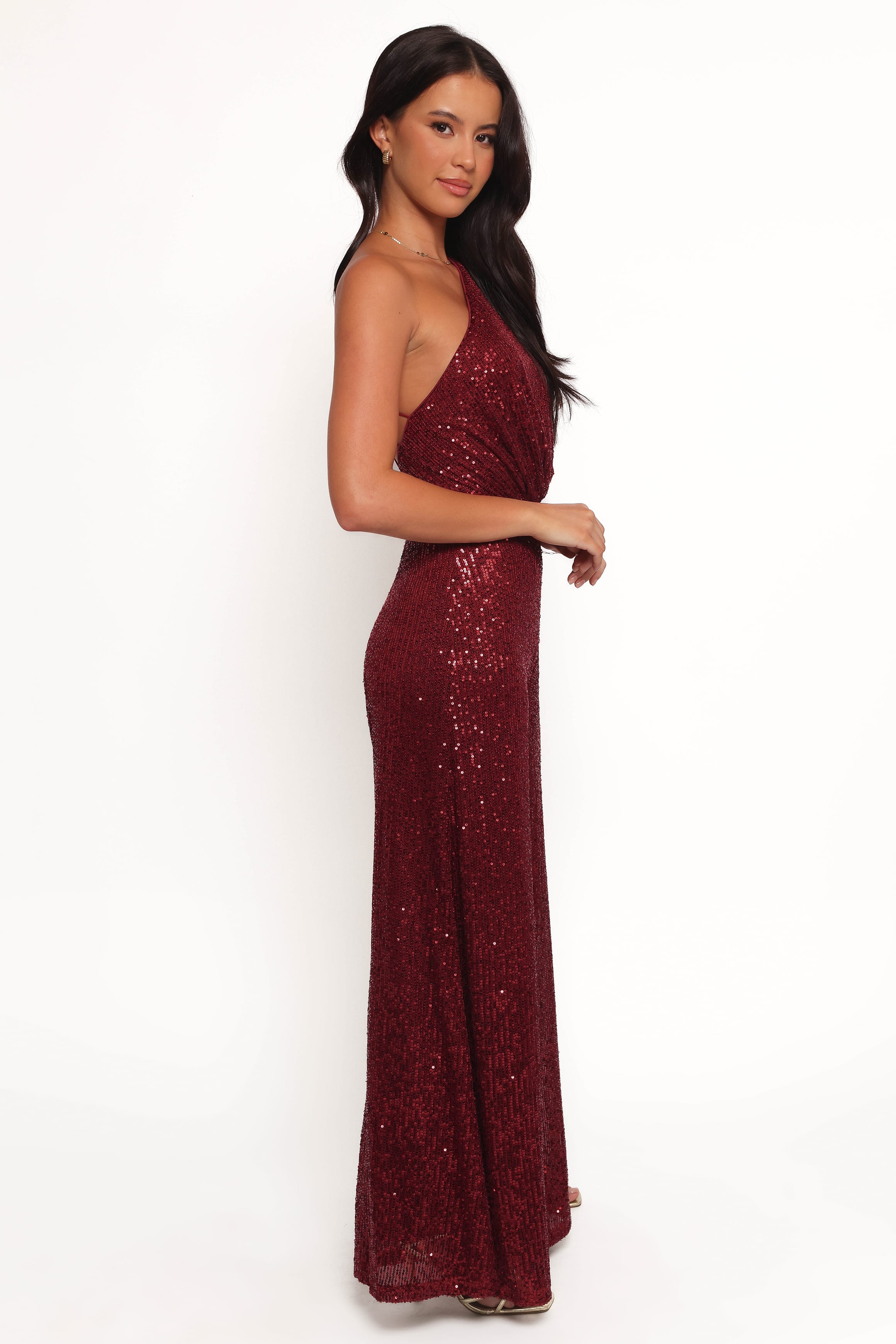 PLAYSUITS Khianna Sequin One Shoulder Jumpsuit - Red